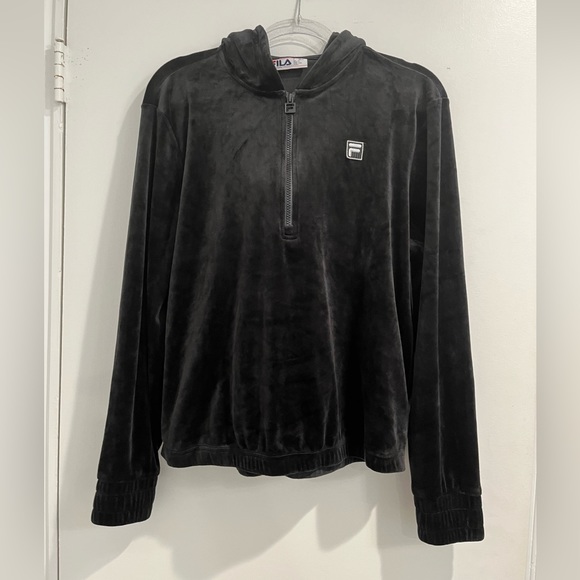 Fila Sport Black Velvet Quarter Zip Hoodie Sz. L - Picture 5 of 12